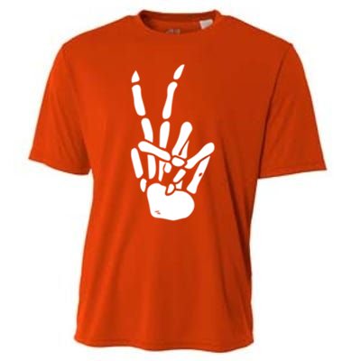 Skeleton Hand Peace Sign Bones Great Gift Cooling Performance Crew T-Shirt