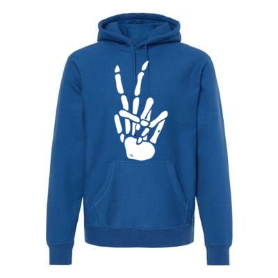 Skeleton Hand Peace Sign Bones Great Gift Premium Hoodie