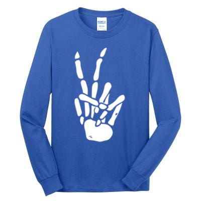 Skeleton Hand Peace Sign Bones Great Gift Tall Long Sleeve T-Shirt