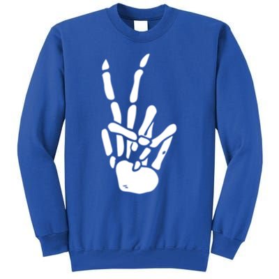 Skeleton Hand Peace Sign Bones Great Gift Tall Sweatshirt