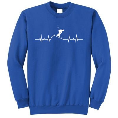 Skier Heartbeat Pulse Mountains Ski Sport Skiing Skiing Meaningful Gift Tall Sweatshirt