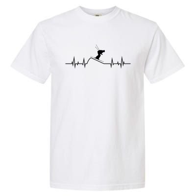 Skier Heartbeat Pulse Mountains Ski Sport Skiing Skiing Meaningful Gift Garment-Dyed Heavyweight T-Shirt