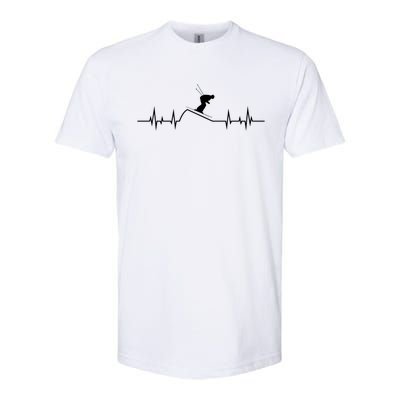 Skier Heartbeat Pulse Mountains Ski Sport Skiing Skiing Meaningful Gift Softstyle CVC T-Shirt