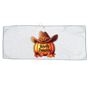 Spooky Howdy Pumpkin Halloween Cowboy Large Microfiber Waffle Golf Towel