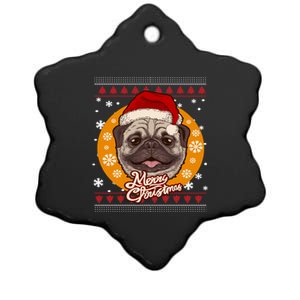 Santa Hat Pug Dog Ugly Christmas Doggie Xmas Gift Ceramic Star Ornament