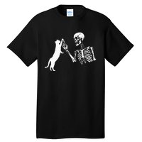 Skeleton Hand Playing Cat Funny Halloween Costume Skull Tall T-Shirt