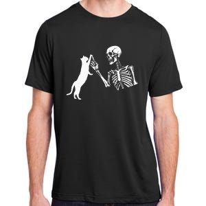 Skeleton Hand Playing Cat Funny Halloween Costume Skull Adult ChromaSoft Performance T-Shirt