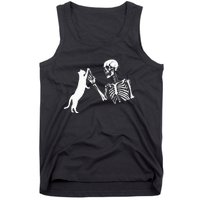 Skeleton Hand Playing Cat Funny Halloween Costume Skull Tank Top