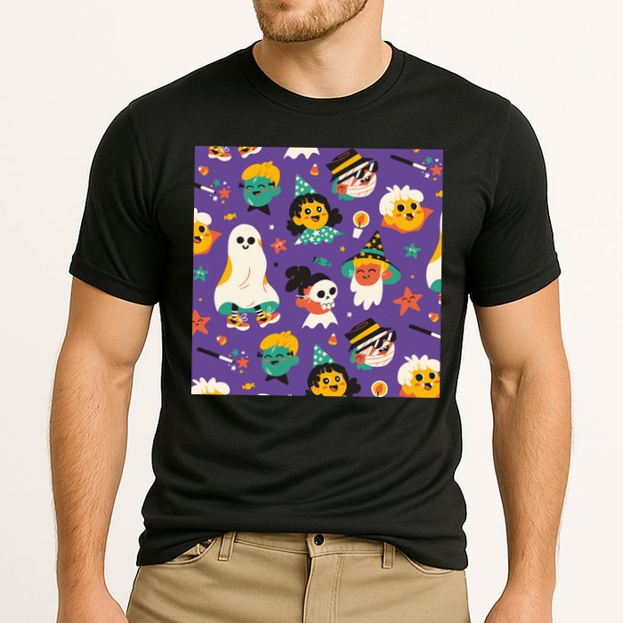 Spooky Halloween Pattern Cartoon Cooling Performance Crew T-Shirt