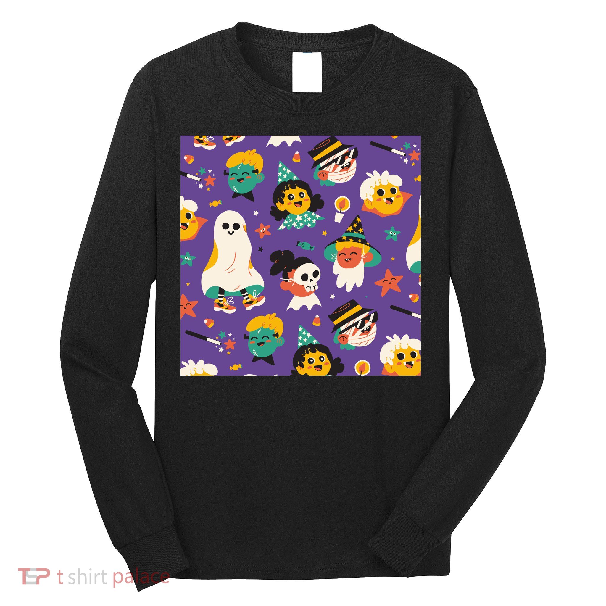 Spooky Halloween Pattern Cartoon Long Sleeve Shirt