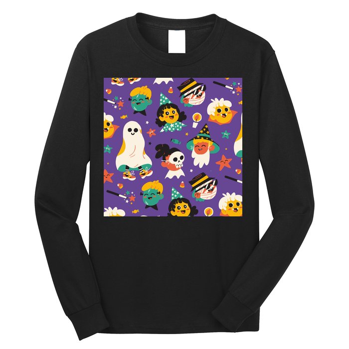 Spooky Halloween Pattern Cartoon Long Sleeve Shirt