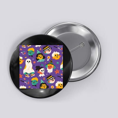 Spooky Halloween Pattern Cartoon Button
