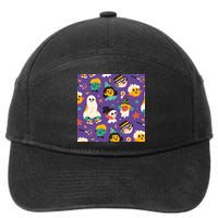 Spooky Halloween Pattern Cartoon 7-Panel Snapback Hat