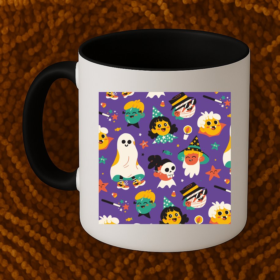 Spooky Halloween Pattern Cartoon Mug