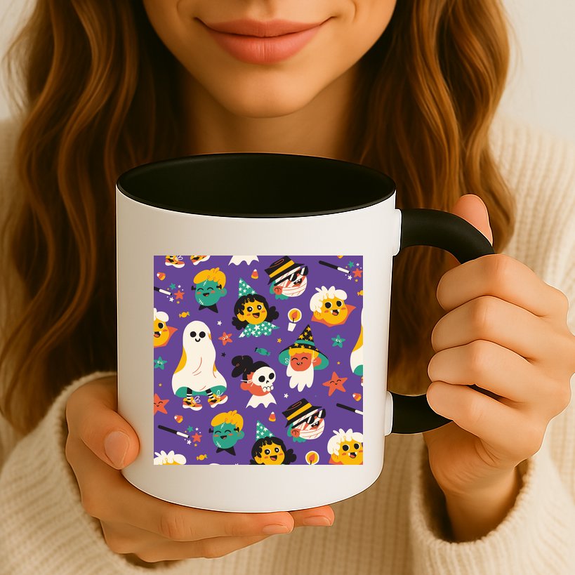 Spooky Halloween Pattern Cartoon Mug