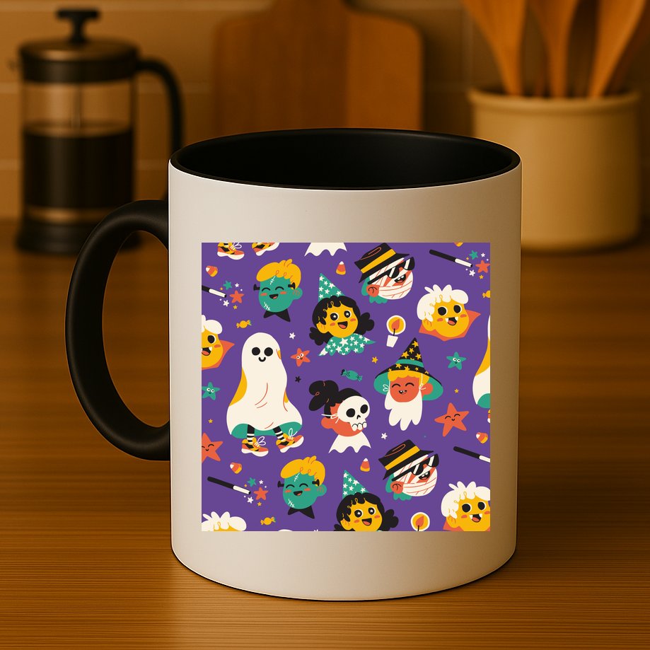 Spooky Halloween Pattern Cartoon Mug