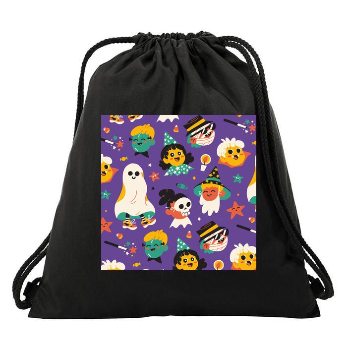 Spooky Halloween Pattern Cartoon Drawstring Bag