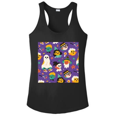 Spooky Halloween Pattern Cartoon Ladies PosiCharge Competitor Racerback Tank