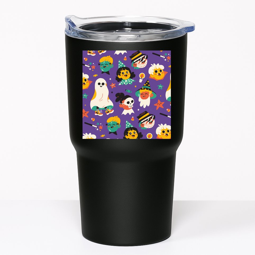 Spooky Halloween Pattern Cartoon Tumbler