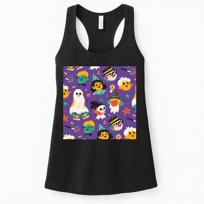 Spooky Halloween Pattern Cartoon Womens Tank Top