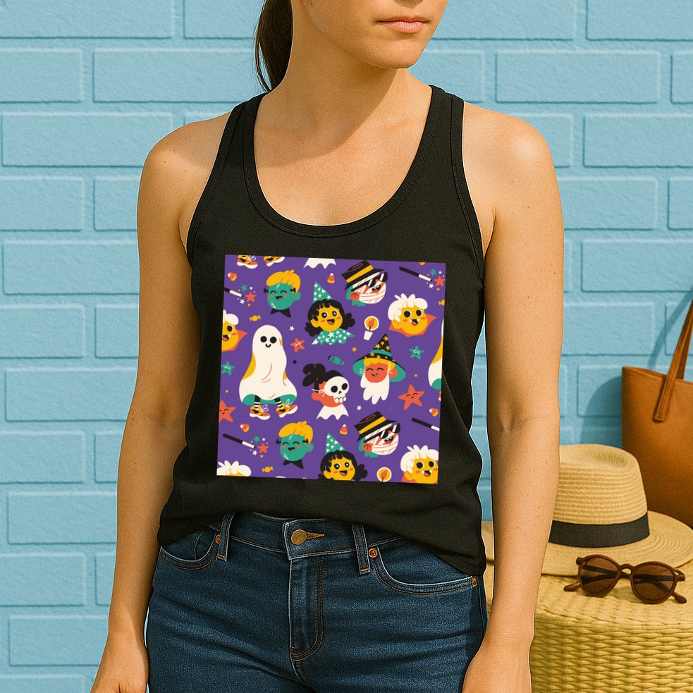 Spooky Halloween Pattern Cartoon Womens Tank Top