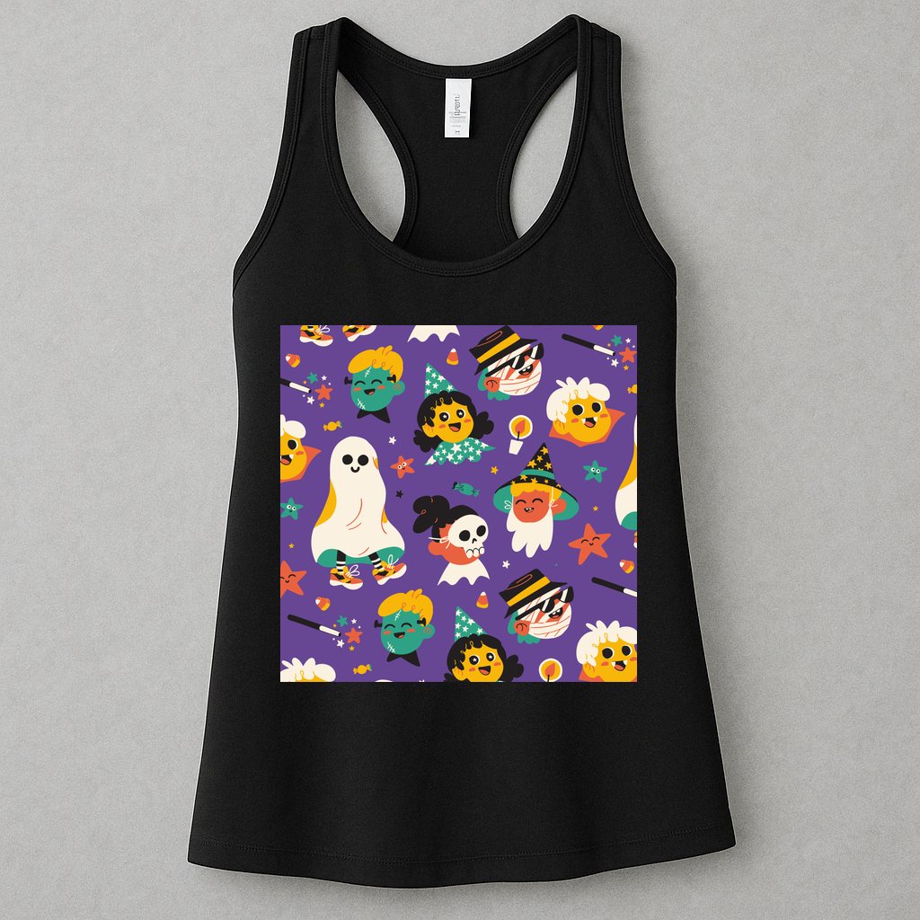 Spooky Halloween Pattern Cartoon Womens Tank Top