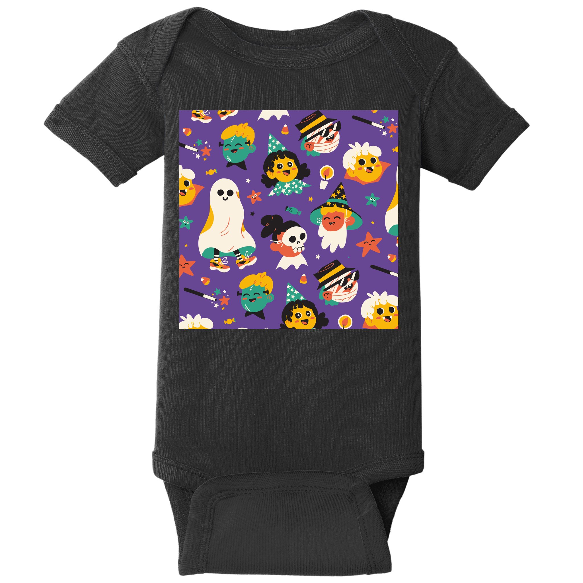 Spooky Halloween Pattern Cartoon Baby Bodysuit
