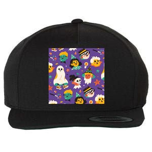 Spooky Halloween Pattern Cartoon Wool Snapback Cap