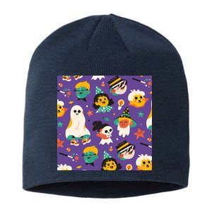 Spooky Halloween Pattern Cartoon Sustainable Beanie