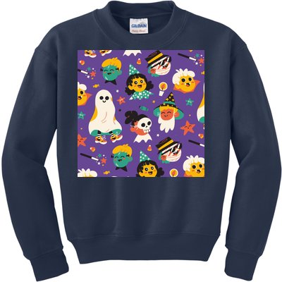 Spooky Halloween Pattern Cartoon Kids Sweatshirt