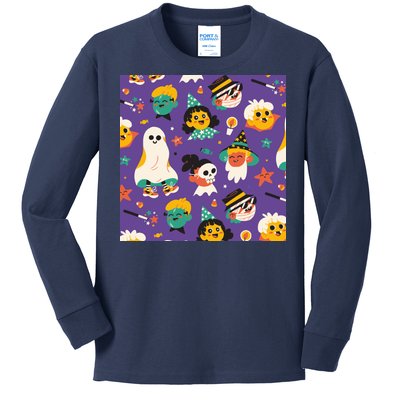 Spooky Halloween Pattern Cartoon Kids Long Sleeve Shirt