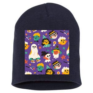 Spooky Halloween Pattern Cartoon Short Acrylic Beanie