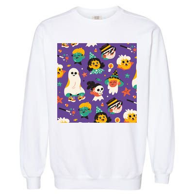 Spooky Halloween Pattern Cartoon Garment-Dyed Sweatshirt
