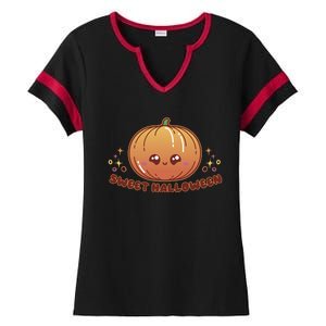 Sweet Halloween Pumpkin Ladies Halftime Notch Neck Tee