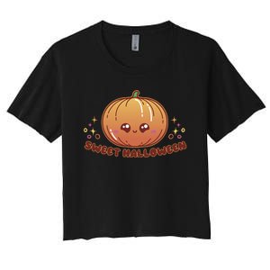 Sweet Halloween Pumpkin Women's Crop Top Tee