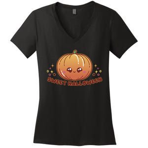 Sweet Halloween Pumpkin Women's V-Neck T-Shirt