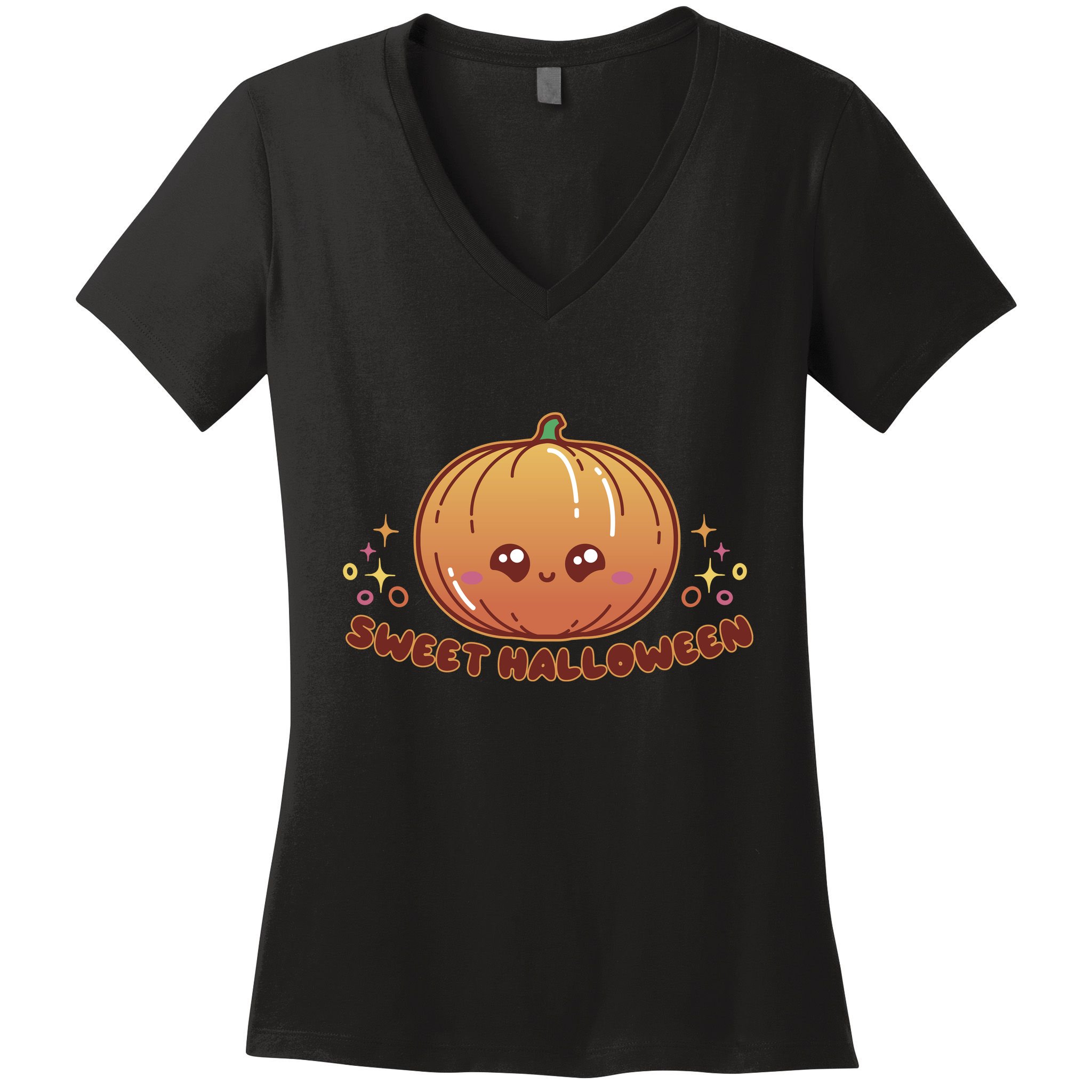 Sweet Halloween Pumpkin Women's V-Neck T-Shirt