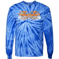 Skeleton Hand Pumpkin Bra Costume Funny Halloween Gift Tie-Dye Long Sleeve Shirt