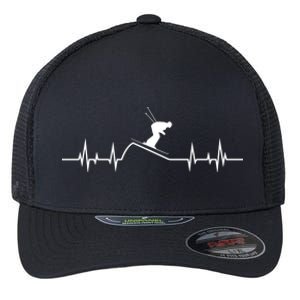 Skier Heartbeat Pulse Mountains Ski Sport Skiing Skiing Gift Flexfit Unipanel Trucker Cap