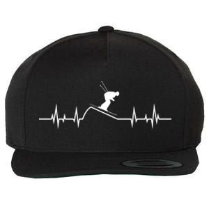 Skier Heartbeat Pulse Mountains Ski Sport Skiing Skiing Gift Wool Snapback Cap