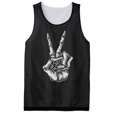 Skeleton Hand Peace Sign Bones Vintage Retro Peace Mesh Reversible Basketball Jersey Tank