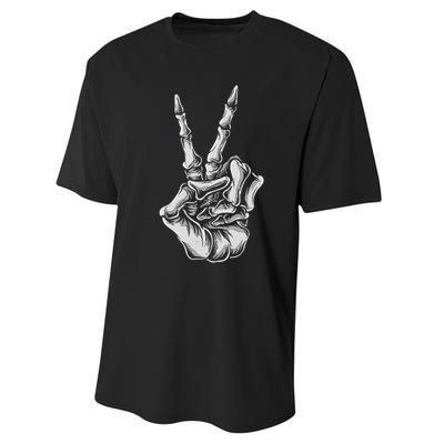 Skeleton Hand Peace Sign Bones Vintage Retro Peace Performance Sprint T-Shirt