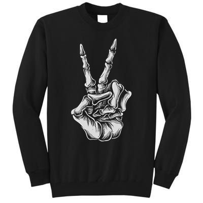 Skeleton Hand Peace Sign Bones Vintage Retro Peace Tall Sweatshirt