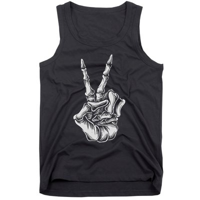 Skeleton Hand Peace Sign Bones Vintage Retro Peace Tank Top