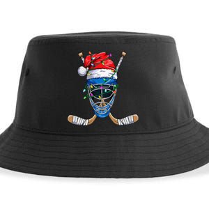 Santa Hockey Player Christmas holiday 2024 Sustainable Bucket Hat