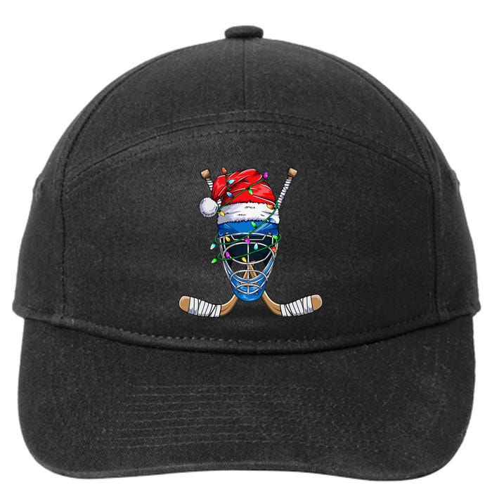 Santa Hockey Player Christmas holiday 2024 7-Panel Snapback Hat