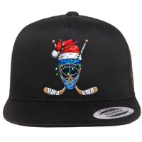 Santa Hockey Player Christmas holiday 2024 Flat Bill Trucker Hat