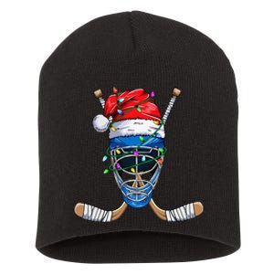 Santa Hockey Player Christmas holiday 2024 Short Acrylic Beanie