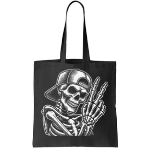 Skeleton Hand Peace Sign Retro Halloween Skeleton Hand Sign Tote Bag