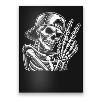 Skeleton Hand Peace Sign Retro Halloween Skeleton Hand Sign Poster